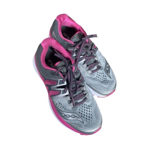Saucony 6 5 Shoes Running Sneakers Athletic Workout Gym Run Pink Grey Activewear - Picture 3 of 10